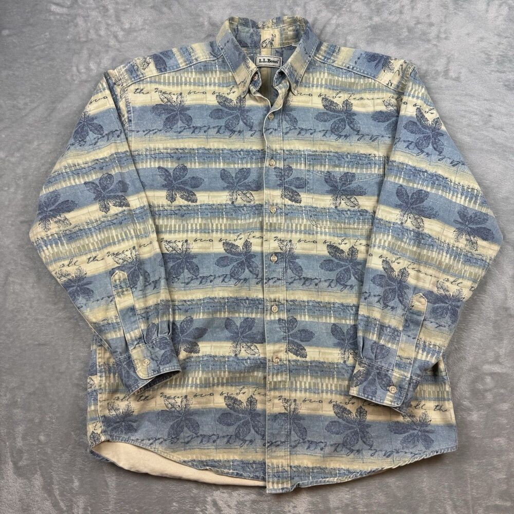 Vintage 90s L.L. Bean Men’s Large Made in USA Floral Pattern Button Down Shirt
